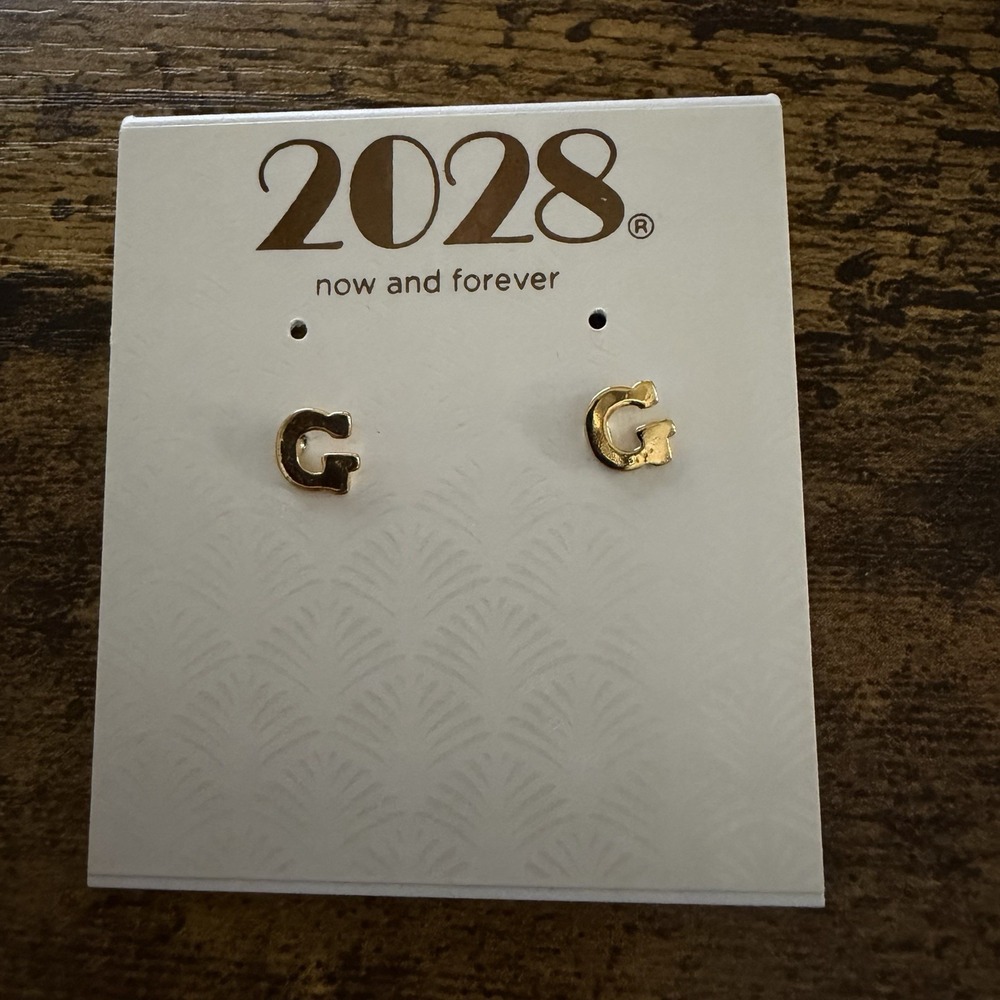 2028 Now And Forever Gold-Tone Letter G Stud Earrings
